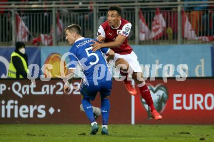 Fussball. FIFA. WM Qualifikationsspiel. European Qualifiers. Oesterreich gegen Moldawien.  Karim Onisiwo, (Oesterreich), Veaceslav Posmac   (Moldawien). Klagenfurt, Woerthersee Stadion, 15.11.2021.
Foto: Kuess
www.qspictures.net
---
pressefotos, pressefotografie, kuess, qs, qspictures, sport, bild, bilder, bilddatenbank
