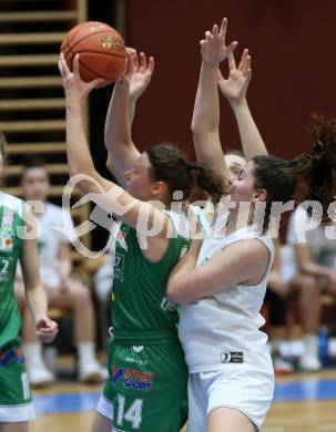 Basketball Damen Superliga 2021/2022. Grunddurchgang 5. Runde.  KOS Celovec Damen gegen UBI Graz.  Sasa Tomazic (KOS), Annika Neumann (Graz). Klagenfurt, am 20.11.2021.
Foto: Kuess
www.qspictures.net
---
pressefotos, pressefotografie, kuess, qs, qspictures, sport, bild, bilder, bilddatenbank