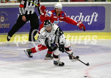 EBEL. Eishockey Bundesliga. KAC gegen	Tesla Orli Znojmo. Thomas Hundertpfund, (KAC), Zubov Ilya  (Znojmo). Klagenfurt, am 21.11.2021.
Foto: Kuess
www.qspictures.net

---
pressefotos, pressefotografie, kuess, qs, qspictures, sport, bild, bilder, bilddatenbank