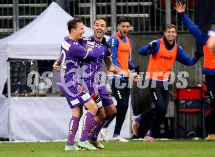 Fussball. Bundesliga. SK Austria Klagenfurt gegen  FC Red Bull Salzburg.   Torjubel Alex Timossi Andersson, Markus Pink (Klagenfurt). Klagenfurt, am 27.11.2021.
Foto: Kuess
www.qspictures.net
---
pressefotos, pressefotografie, kuess, qs, qspictures, sport, bild, bilder, bilddatenbank