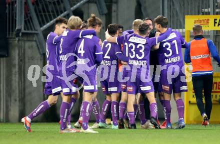 Fussball. Bundesliga. SK Austria Klagenfurt gegen  FC Red Bull Salzburg.   Torjubel Austria. Klagenfurt, am 27.11.2021.
Foto: Kuess
www.qspictures.net
---
pressefotos, pressefotografie, kuess, qs, qspictures, sport, bild, bilder, bilddatenbank