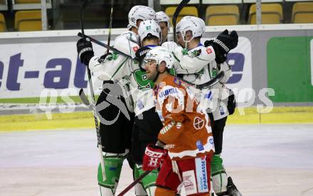 EBEL. Eishockey Bundesliga. KAC gegen	HK SZ Olimpija.Torjubel Blaz Tomazevic, Nik Simsic, Zan Jezovsek (Olimpija). Klagenfurt, am 7.12.2021.
Foto: Kuess
www.qspictures.net

---
pressefotos, pressefotografie, kuess, qs, qspictures, sport, bild, bilder, bilddatenbank