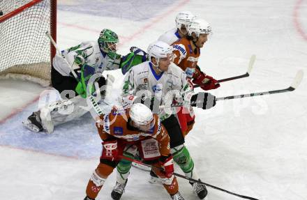 EBEL. Eishockey Bundesliga. KAC gegen	HK SZ Olimpija. Rok Ticar, Manuel Ganahl, (KAC), Mark Cepon, Anze Ropret, Zan Us   (Olimpija). Klagenfurt, am 7.12.2021.
Foto: Kuess
www.qspictures.net

---
pressefotos, pressefotografie, kuess, qs, qspictures, sport, bild, bilder, bilddatenbank