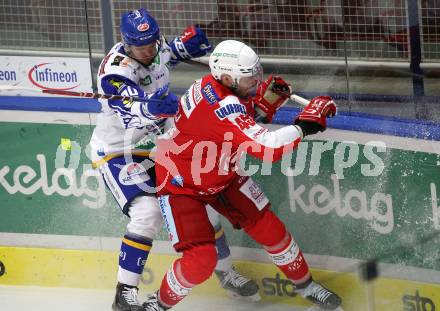 EBEL. Eishockey Bundesliga. VSV gegen KAC.  Alexander Rauchenwald,  (VSV), Andrej Tavzelj  (KAC). Villach, am 10.12.2021.
Foto: Kuess
www.qspictures.net
---
pressefotos, pressefotografie, kuess, qs, qspictures, sport, bild, bilder, bilddatenbank