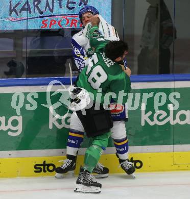 EBEL. Eishockey Bundesliga. VSV gegen HK SZ Olimpija.  Stefan Bacher,  (VSV), Sebastien Piche  (Olimpija). Villach, am 19.12.2021.
Foto: Kuess
www.qspictures.net
---
pressefotos, pressefotografie, kuess, qs, qspictures, sport, bild, bilder, bilddatenbank