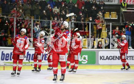 EBEL. Eishockey Bundesliga. KAC gegen	VSV. Jubel Manuel Ganahl (KAC). Klagenfurt, am 26.12.2021.
Foto: Kuess
www.qspictures.net

---
pressefotos, pressefotografie, kuess, qs, qspictures, sport, bild, bilder, bilddatenbank