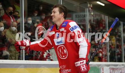 EBEL. Eishockey Bundesliga. KAC gegen	VSV. Jubel Nicholas Eric Petersen (KAC). Klagenfurt, am 26.12.2021.
Foto: Kuess
www.qspictures.net

---
pressefotos, pressefotografie, kuess, qs, qspictures, sport, bild, bilder, bilddatenbank