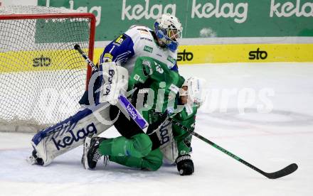 EBEL. Eishockey Bundesliga. VSV gegen HK SZ Olimpija.  Andreas Bernard,  (VSV),  Ziga Pance (Olimpija). Villach, am 28.12.2021.
Foto: Kuess
www.qspictures.net
---
pressefotos, pressefotografie, kuess, qs, qspictures, sport, bild, bilder, bilddatenbank