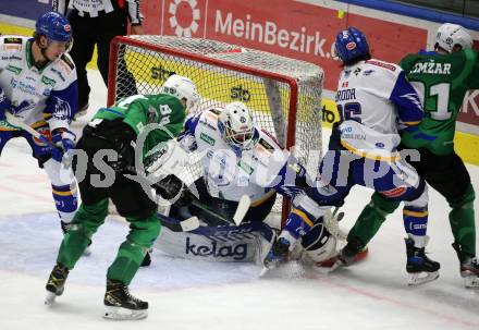 EBEL. Eishockey Bundesliga. VSV gegen HK SZ Olimpija.  Philipp Lindner, Andreas Bernard, Joel Broda,  (VSV),  Miha Zajc, Tadej Cimzar (Olimpija). Villach, am 28.12.2021.
Foto: Kuess
www.qspictures.net
---
pressefotos, pressefotografie, kuess, qs, qspictures, sport, bild, bilder, bilddatenbank