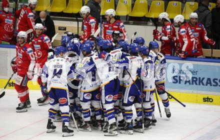 EBEL. Eishockey Bundesliga. VSV gegen KAC.  Jubel  (VSV). Villach, am 4.1.2022.
Foto: Kuess
www.qspictures.net
---
pressefotos, pressefotografie, kuess, qs, qspictures, sport, bild, bilder, bilddatenbank