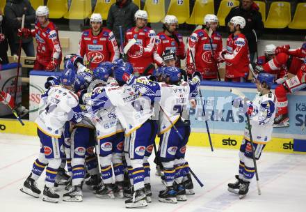 EBEL. Eishockey Bundesliga. VSV gegen KAC. Jubel VSV. Villach, am 4.1.2022.
Foto: Kuess
www.qspictures.net
---
pressefotos, pressefotografie, kuess, qs, qspictures, sport, bild, bilder, bilddatenbank