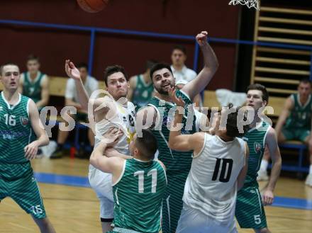 Basketball Zweite Liga 2021/2022. Grunddurchgang 12. Runde.  Woerthersee Piraten gegen KOS Celovec.  Jan-Arne Apschner (Piraten),  Marin Sliskovic (KOS). Klagenfurt, am 8.1.2022. 
Foto: Kuess
www.qspictures.net

---
pressefotos, pressefotografie, kuess, qs, qspictures, sport, bild, bilder, bilddatenbank