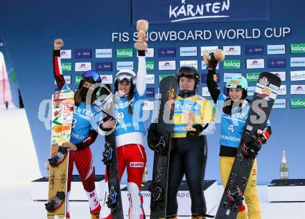 FIS Snowboard World Cup. Weltcup.  Julia Dujmovits (AUT), Alksandra Krol (POL), Sofiya Nadyrshina (RUS), Melanie Hochreiter (GER). Simonhoehe, am 14.1.2022. 
Foto: Kuess
www.qspictures.net
---
pressefotos, pressefotografie, kuess, qs, qspictures, sport, bild, bilder, bilddatenbank