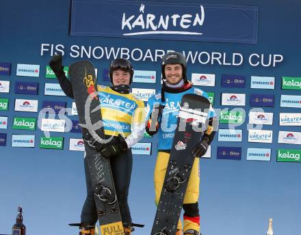 FIS Snowboard World Cup. Weltcup.  Sofiya Nadyrshina (RUS), Stefan Baumeister (GER). Simonhoehe, am 14.1.2022. 
Foto: Kuess
www.qspictures.net
---
pressefotos, pressefotografie, kuess, qs, qspictures, sport, bild, bilder, bilddatenbank
