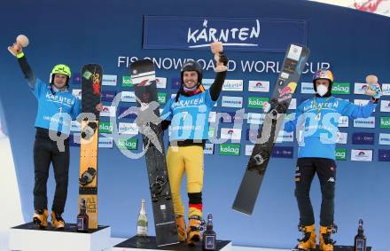 FIS Snowboard World Cup. Weltcup.  Tim Mastnak (SLO), Stefan Baumeister (GER), Roland Fischnaller (ITA). Simonhoehe, am 14.1.2022. 
Foto: Kuess
www.qspictures.net
---
pressefotos, pressefotografie, kuess, qs, qspictures, sport, bild, bilder, bilddatenbank