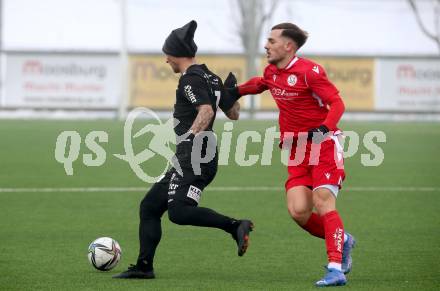 Fussball Testspiel. SK Austria Klagenfurt gegen SV Spittal. Rajko Rep, (Klagenfurt),  Tom Zurga (Spittal). Moosburg, am 15.1.2022.
Foto: Kuess
www.qspictures.net
---
pressefotos, pressefotografie, kuess, qs, qspictures, sport, bild, bilder, bilddatenbank