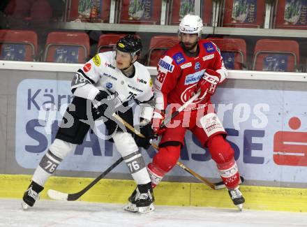 EBEL. Eishockey Bundesliga. KAC gegen	Dornbirn Bulldogs. Martin Schumnig (KAC), Sam Antonitsch (Dornbirn Bulldogs). Klagenfurt, am 28.1.2022.
Foto: Kuess
www.qspictures.net

---
pressefotos, pressefotografie, kuess, qs, qspictures, sport, bild, bilder, bilddatenbank