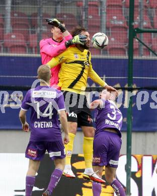 Fussball Bundesliga. SK Austria Klagenfurt gegen Cashpoint SCR Altach. Lennart Moser (Klagenfurt), Atdhe Nuhiu (Altach). Klagenfurt, am 20.2.2022.
Foto: Kuess
www.qspictures.net
---
pressefotos, pressefotografie, kuess, qs, qspictures, sport, bild, bilder, bilddatenbank