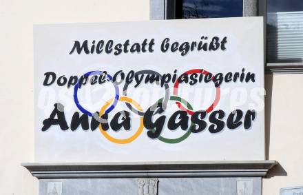 Snowboard. Slopestyle.  Big Air. Empfang Olympiasiegerin Anna Gasser.   . Millstatt, am 20.2.2022.
Foto: Kuess
www.qspictures.net
---
pressefotos, pressefotografie, kuess, qs, qspictures, sport, bild, bilder, bilddatenbank