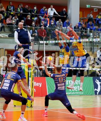 Volleyball MEVZA League 2022 - Final Four. ACH Volley Ljubljana gegen SK Zadruga Aich/Dob. Andre Luiz Ludegards Gomes Gama, Nicolai Grabmueller  (Aich/Dob). Bleiburg, am 19.2.2022.
Foto: Kuess
www.qspictures.net
---
pressefotos, pressefotografie, kuess, qs, qspictures, sport, bild, bilder, bilddatenbank