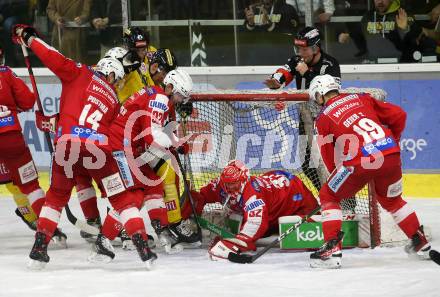 EBEL. Eishockey Bundesliga. KAC gegen	spusu Vienna Capitals. Paul Postma, Clemens Unterweger, Ssebastian Dahm, Stefan Geier,  (KAC),  Mario Fischer (Vienna Capitals). Klagenfurt, am 20.3.2022.
Foto: Kuess
www.qspictures.net

---
pressefotos, pressefotografie, kuess, qs, qspictures, sport, bild, bilder, bilddatenbank