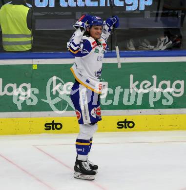 EBEL. Eishockey Bundesliga. VSV gegen Hydro Fehervar AV 19. Torjubel Anton Karlsson  (VSV). Villach, am 24.3.2022.
Foto: Kuess
www.qspictures.net
---
pressefotos, pressefotografie, kuess, qs, qspictures, sport, bild, bilder, bilddatenbank