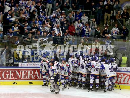 EBEL. Eishockey Bundesliga. VSV gegen Hydro Fehervar AV 19.  Jubel (VSV). Villach, am 24.3.2022.
Foto: Kuess
www.qspictures.net
---
pressefotos, pressefotografie, kuess, qs, qspictures, sport, bild, bilder, bilddatenbank