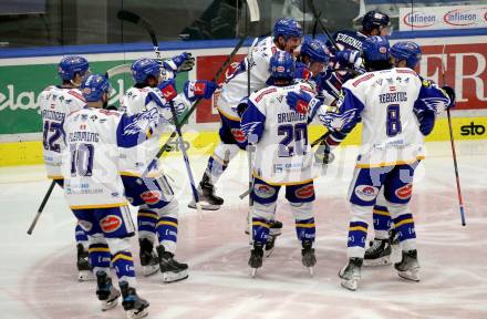 EBEL. Eishockey Bundesliga. VSV gegen Hydro Fehervar AV 19. Jubel  (VSV). Villach, am 24.3.2022.
Foto: Kuess
www.qspictures.net
---
pressefotos, pressefotografie, kuess, qs, qspictures, sport, bild, bilder, bilddatenbank