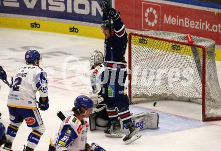 EBEL. Eishockey Bundesliga. VSV gegen Hydro Fehervar AV 19.  Torjubel Kristof Nemeth  (Hydro Fehervar). Villach, am 24.3.2022.
Foto: Kuess
www.qspictures.net
---
pressefotos, pressefotografie, kuess, qs, qspictures, sport, bild, bilder, bilddatenbank
