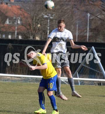 Fussball 2. Klasse B. SG KSK-Woerthersee/ATUS Poertschach gegen Afritz.  Ammar Kabaklija (KSK-Woerthersee/Poertschach), Andreas Orter  (Afritz). Krumpendorf, 26.3.2022.
Foto: Kuess

---
pressefotos, pressefotografie, kuess, qs, qspictures, sport, bild, bilder, bilddatenbank