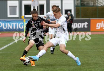 Fussball Bundesliga. Meistergruppe. WAC gegen SK Puntigamer Sturm Graz.  Matthaeus Taferner,  (WAC),  Alexander Prass (Graz). Wolfsberg, am 3.4.2022.
Foto: Kuess
www.qspictures.net
---
pressefotos, pressefotografie, kuess, qs, qspictures, sport, bild, bilder, bilddatenbank