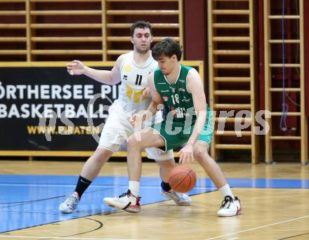 Basketball Zweite Liga 2021/2022. Playdown 1.  Woerthersee Piraten gegen Future Team Steiermark.  Andreas Nuck (Piraten), Milan Dokmanovic  (Steiermark). Klagenfurt, am 3.4.2022.  
Foto: Kuess
www.qspictures.net

---
pressefotos, pressefotografie, kuess, qs, qspictures, sport, bild, bilder, bilddatenbank