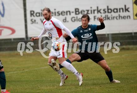 Fussball Kaerntner Liga. Kraig gegen Gmuend.  Alexander Johannes Kampitsch (Kraig),  Andreas Marco Allmayer (Gmuend). Kraig, am 2.4.2022.
Foto: Kuess
---
pressefotos, pressefotografie, kuess, qs, qspictures, sport, bild, bilder, bilddatenbank