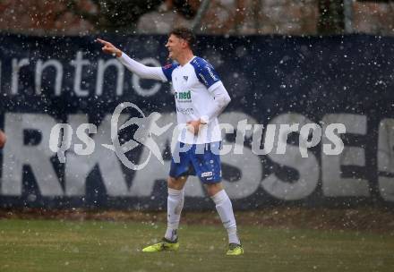 Fussball Regionalliga. Treibach gegen Spittal.  Torjubel Philipp Hoeberl,  (Treibach). Treibach, 2.4.2022.
Foto: Kuess
---
pressefotos, pressefotografie, kuess, qs, qspictures, sport, bild, bilder, bilddatenbank