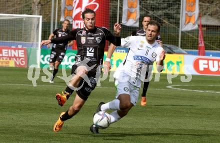 Fussball Bundesliga. Meistergruppe. WAC gegen SK Puntigamer Sturm Graz.  Matthaeus Taferner,  (WAC), Andreas Kuen  (Graz). Wolfsberg, am 3.4.2022.
Foto: Kuess
www.qspictures.net
---
pressefotos, pressefotografie, kuess, qs, qspictures, sport, bild, bilder, bilddatenbank