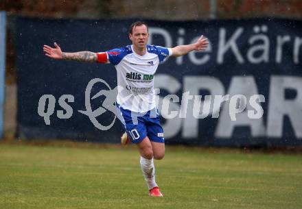 Fussball Regionalliga. Treibach gegen Spittal. Torjubel Kevin Vaschauner   (Treibach). Treibach, 2.4.2022.
Foto: Kuess
---
pressefotos, pressefotografie, kuess, qs, qspictures, sport, bild, bilder, bilddatenbank