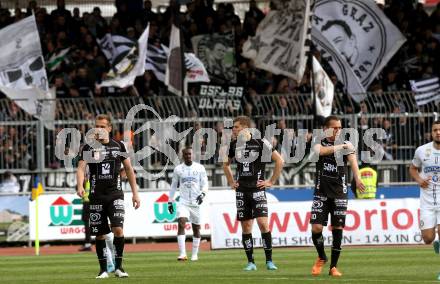 Fussball Bundesliga. Meistergruppe. WAC gegen SK Puntigamer Sturm Graz.  Mario Leitgeb, Dominik Baumgartner, Michael Liendl (WAC). Wolfsberg, am 3.4.2022.
Foto: Kuess
www.qspictures.net
---
pressefotos, pressefotografie, kuess, qs, qspictures, sport, bild, bilder, bilddatenbank