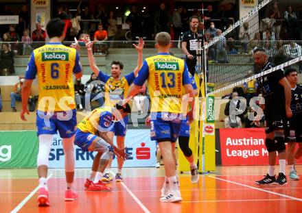 Volleyball. Austrian Volley League Men. SK Zadruga Aich/Dob gegen VCA Amstetten NOE.  Jubel (Aich). Bleiburg, 2.4.2022.
Foto: Kuess
www.qspictures.net
---
pressefotos, pressefotografie, kuess, qs, qspictures, sport, bild, bilder, bilddatenbank
