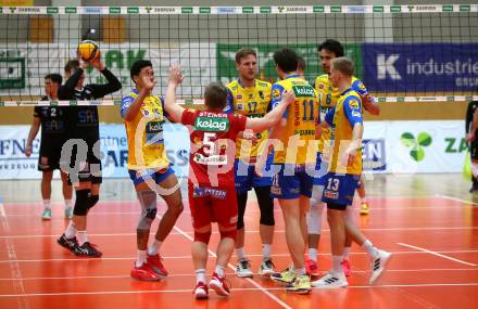 Volleyball. Austrian Volley League Men. SK Zadruga Aich/Dob gegen VCA Amstetten NOE.  Jubel (Aich). Bleiburg, 2.4.2022.
Foto: Kuess
www.qspictures.net
---
pressefotos, pressefotografie, kuess, qs, qspictures, sport, bild, bilder, bilddatenbank