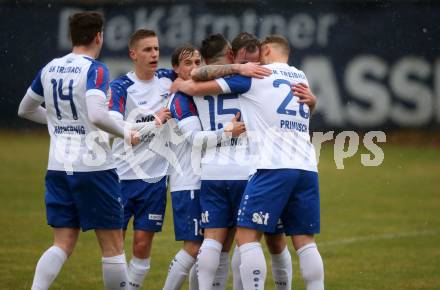 Fussball Regionalliga. Treibach gegen Spittal. Torjubel Kevin Vaschauner   (Treibach). Treibach, 2.4.2022.
Foto: Kuess
---
pressefotos, pressefotografie, kuess, qs, qspictures, sport, bild, bilder, bilddatenbank