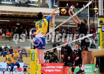 Volleyball. Austrian Volley League Men. SK Zadruga Aich/Dob gegen VCA Amstetten NOE.  Xander Ketrzynski (Aich). Bleiburg, 2.4.2022.
Foto: Kuess
www.qspictures.net
---
pressefotos, pressefotografie, kuess, qs, qspictures, sport, bild, bilder, bilddatenbank