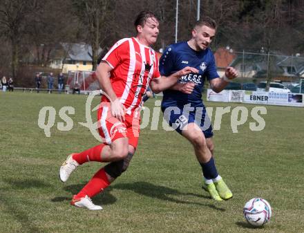 Fussball. 1. Klasse B. Rothenthurn gegen Velden.  Sandro Schwager (Rothenthurn),   Luca Alexander Pollanz (Velden).  Rothenthurn, 3.4.2022.
Foto: Kuess
---
pressefotos, pressefotografie, kuess, qs, qspictures, sport, bild, bilder, bilddatenbank