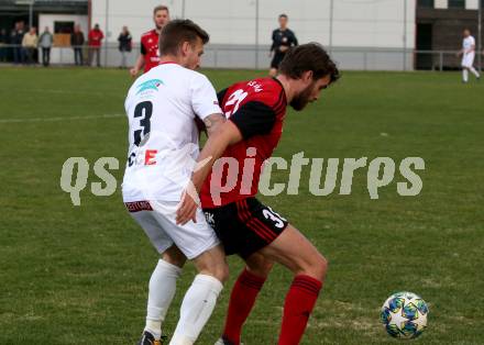 Fussball Karntner Liga. St. Jakob gegen Maria Saal.  Jakob Orgonyi (St. Jakob),  Manuel Kerhe (Maria Saal). St. Jakob im Rosental, am 8.4.2022.
Foto: Kuess
---
pressefotos, pressefotografie, kuess, qs, qspictures, sport, bild, bilder, bilddatenbank