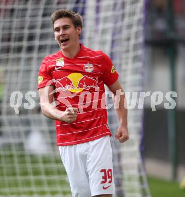 Fussball Bundesliga. SK Austria Klagenfurt gegen Red Bull Salzburg.   Torjubel Maximilian Woeber,  (Salzburg). Klagenfurt, am 10.4.2022.
Foto: Kuess
---
pressefotos, pressefotografie, kuess, qs, qspictures, sport, bild, bilder, bilddatenbank