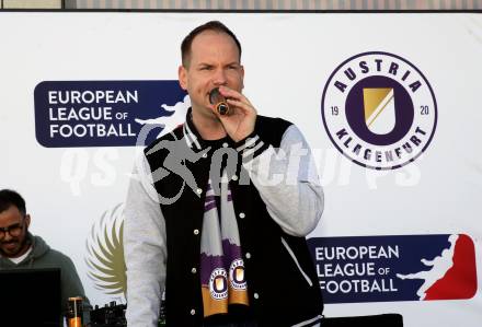 Fussball Bundesliga. SK Austria Klagenfurt gegen Red Bull Salzburg. Buehnen Party, Praesentation Hauptsponsor.   Christian Rosenzopf. Klagenfurt, am 10.4.2022.
Foto: Kuess
---
pressefotos, pressefotografie, kuess, qs, qspictures, sport, bild, bilder, bilddatenbank