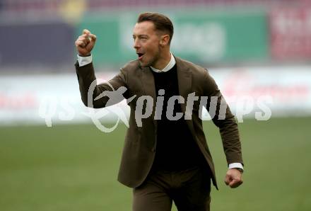 Fussball Bundesliga. SK Austria Klagenfurt gegen Red Bull Salzburg.   Jubel Trainer Matthias Jaissle  (Salzburg). Klagenfurt, am 10.4.2022.
Foto: Kuess
---
pressefotos, pressefotografie, kuess, qs, qspictures, sport, bild, bilder, bilddatenbank