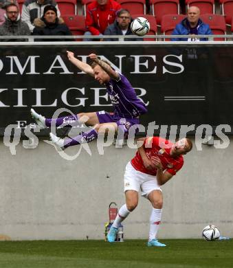 Fussball Bundesliga. SK Austria Klagenfurt gegen Red Bull Salzburg.   Florian Jaritz,  (Klagenfurt), Rasmus Nissen Kristensen  (Salzburg). Klagenfurt, am 10.4.2022.
Foto: Kuess
---
pressefotos, pressefotografie, kuess, qs, qspictures, sport, bild, bilder, bilddatenbank