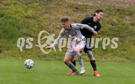 Fussball Regionalliga. WAC Amateure gegen Sturm Graz II.  Timo Altersberger (WAC Amateure),  Martin Krienzer (Sturm Graz). St. Andrae, am 9.4.2022.
Foto: Kuess
---
pressefotos, pressefotografie, kuess, qs, qspictures, sport, bild, bilder, bilddatenbank