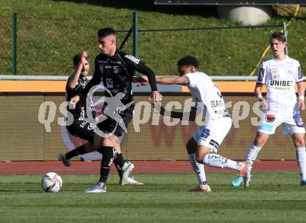 Fussball Bundesliga. Meistergruppe. WAC gegen Austria Klagenfurt. Dario Vizinger,  (WAC),  Michael Blauensteiner (Klagenfurt). Wolfsberg, am 17.4.2022.
Foto: Kuess
www.qspictures.net
---
pressefotos, pressefotografie, kuess, qs, qspictures, sport, bild, bilder, bilddatenbank