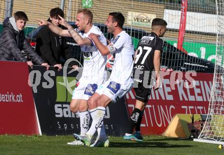 Fussball Bundesliga. Meistergruppe. WAC gegen Austria Klagenfurt. Torjubel Florian Jaritz, Markus Pink  (Klagenfurt). Wolfsberg, am 17.4.2022.
Foto: Kuess
www.qspictures.net
---
pressefotos, pressefotografie, kuess, qs, qspictures, sport, bild, bilder, bilddatenbank